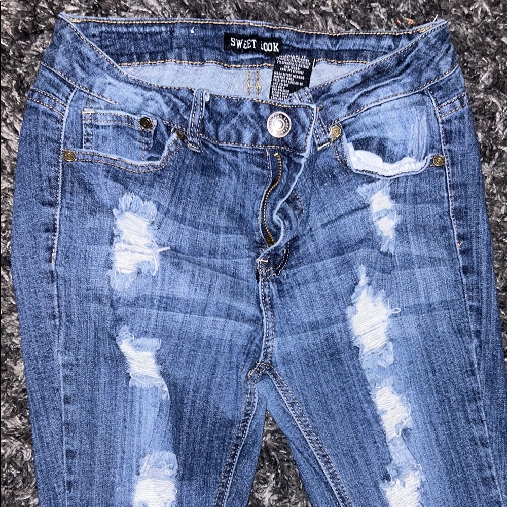 SIZE 11- Distressed Blue Jeans - Picture 2 of 4